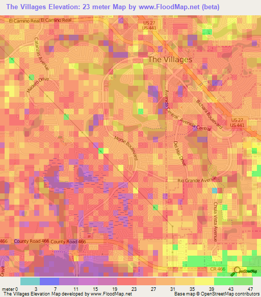 The Villages,US Elevation Map