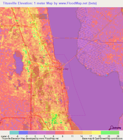 Titusville,US Elevation Map