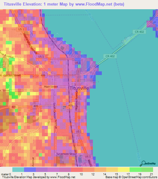 Titusville,US Elevation Map