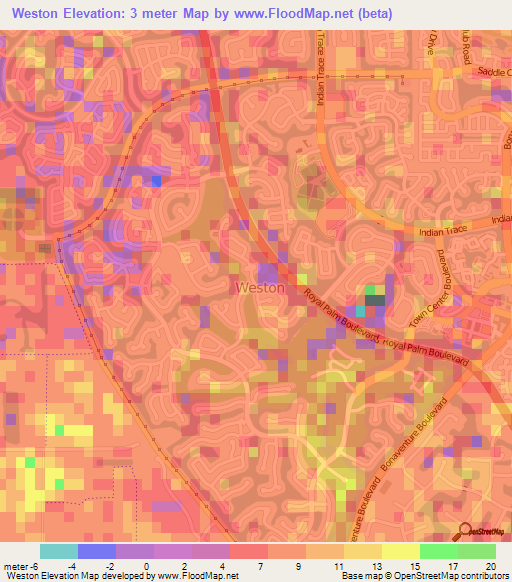 Weston,US Elevation Map