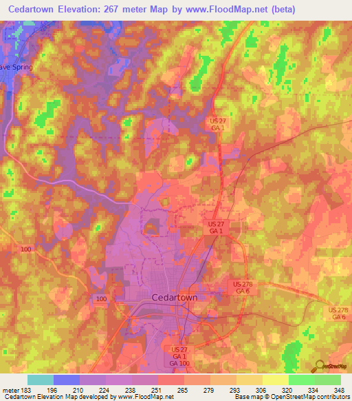 Cedartown,US Elevation Map