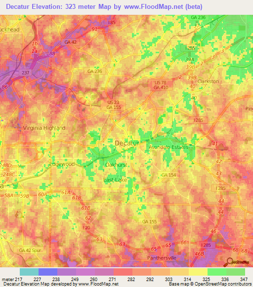 Decatur,US Elevation Map