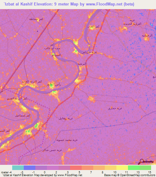 `Izbat al Kashif,Egypt Elevation Map