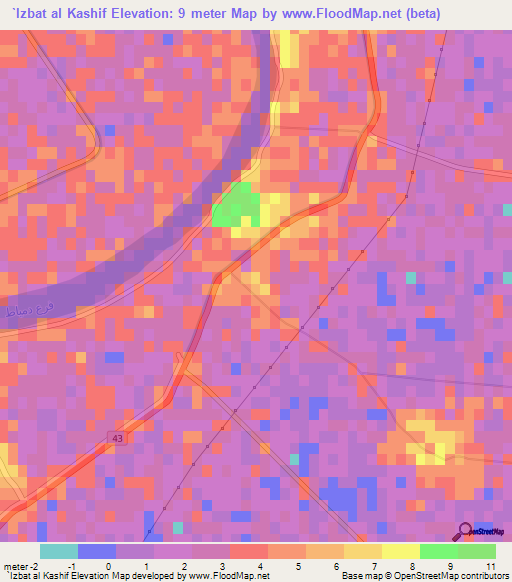 `Izbat al Kashif,Egypt Elevation Map