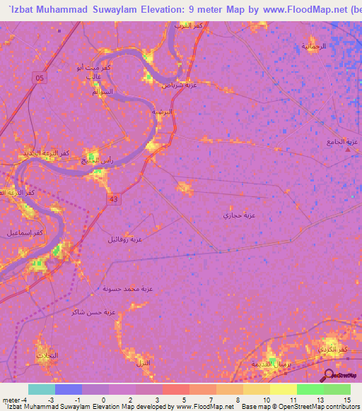 `Izbat Muhammad Suwaylam,Egypt Elevation Map