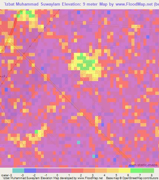 `Izbat Muhammad Suwaylam,Egypt Elevation Map