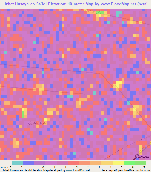 `Izbat Husayn as Sa`idi,Egypt Elevation Map
