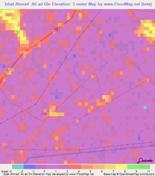 `Izbat Ahmad `Ali ad Din,Egypt Elevation Map