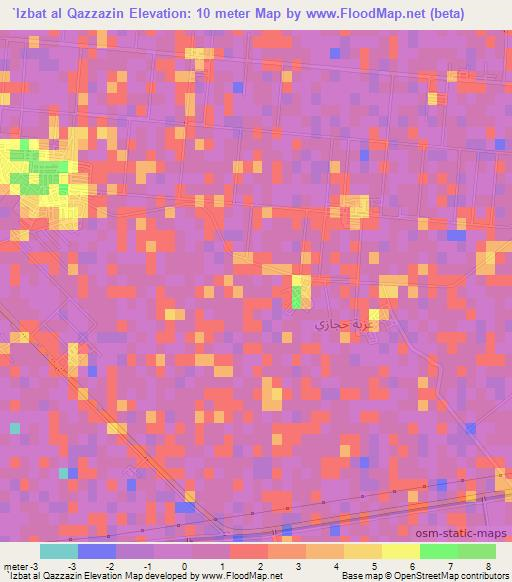 `Izbat al Qazzazin,Egypt Elevation Map