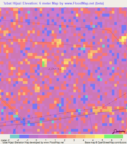 `Izbat Hijazi,Egypt Elevation Map