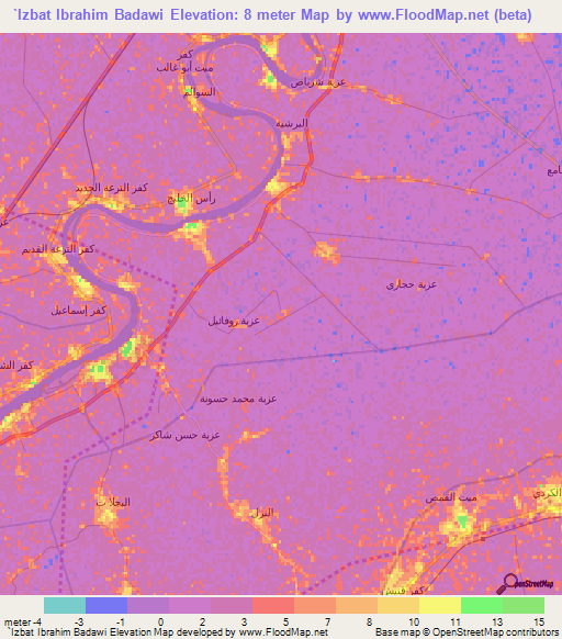 `Izbat Ibrahim Badawi,Egypt Elevation Map