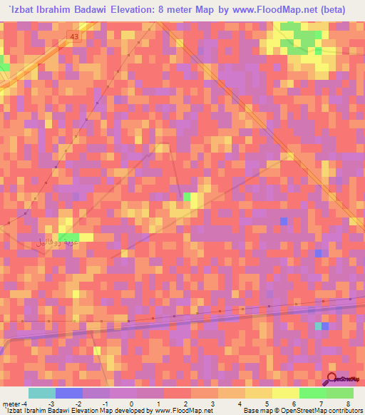 `Izbat Ibrahim Badawi,Egypt Elevation Map