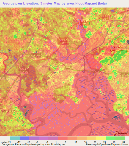 Georgetown,US Elevation Map