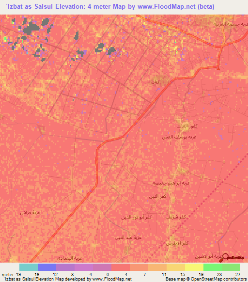 `Izbat as Salsul,Egypt Elevation Map