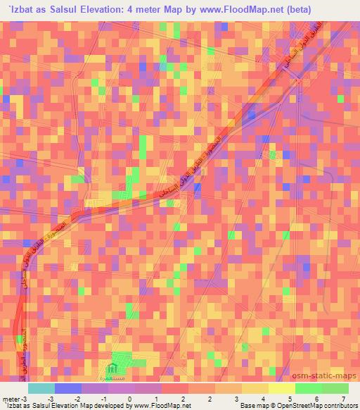 `Izbat as Salsul,Egypt Elevation Map