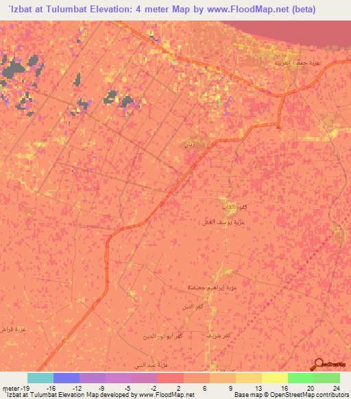 `Izbat at Tulumbat,Egypt Elevation Map