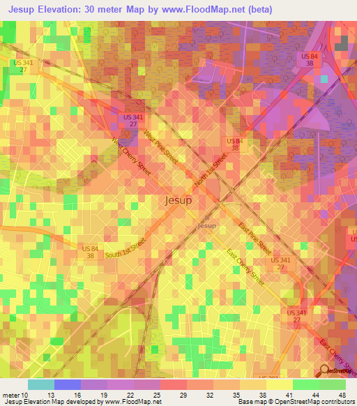 Jesup,US Elevation Map