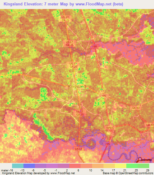 Kingsland,US Elevation Map