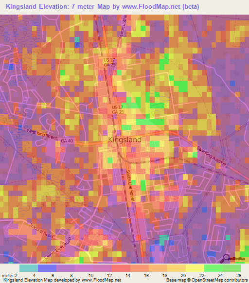 Kingsland,US Elevation Map