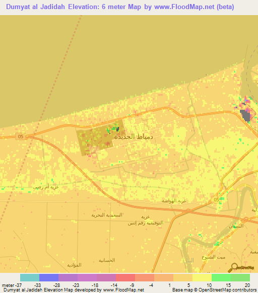 Dumyat al Jadidah,Egypt Elevation Map