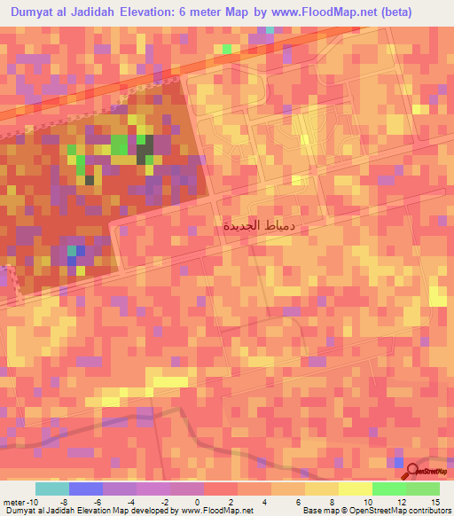 Dumyat al Jadidah,Egypt Elevation Map