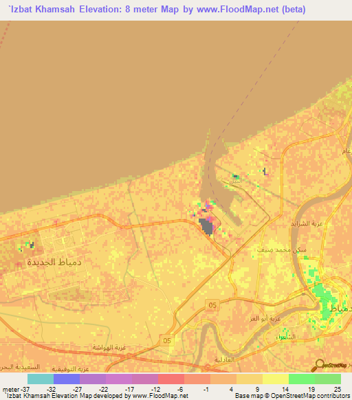 `Izbat Khamsah,Egypt Elevation Map