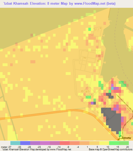 `Izbat Khamsah,Egypt Elevation Map