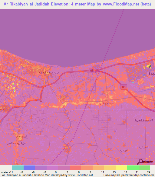 Ar Rikabiyah al Jadidah,Egypt Elevation Map