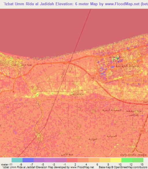 `Izbat Umm Rida al Jadidah,Egypt Elevation Map