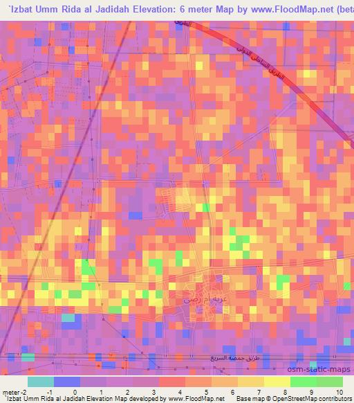 `Izbat Umm Rida al Jadidah,Egypt Elevation Map