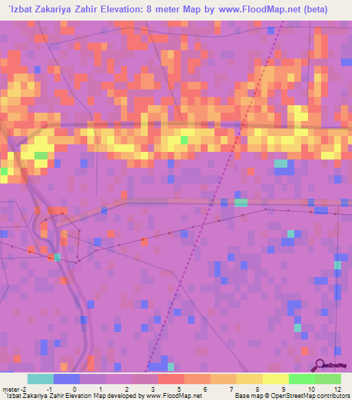 `Izbat Zakariya Zahir,Egypt Elevation Map