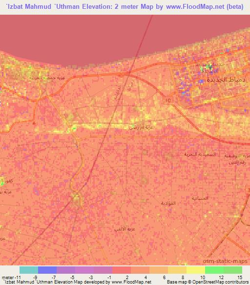 `Izbat Mahmud `Uthman,Egypt Elevation Map