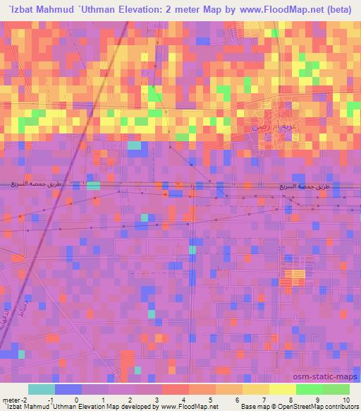 `Izbat Mahmud `Uthman,Egypt Elevation Map