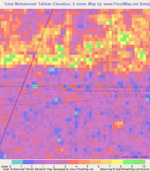 `Izbat Muhammad Tahhan,Egypt Elevation Map