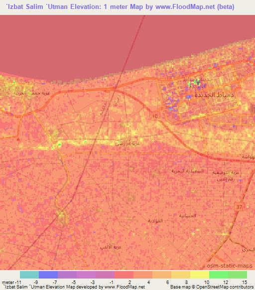 `Izbat Salim `Utman,Egypt Elevation Map