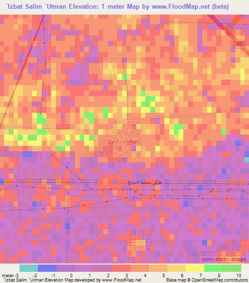 `Izbat Salim `Utman,Egypt Elevation Map