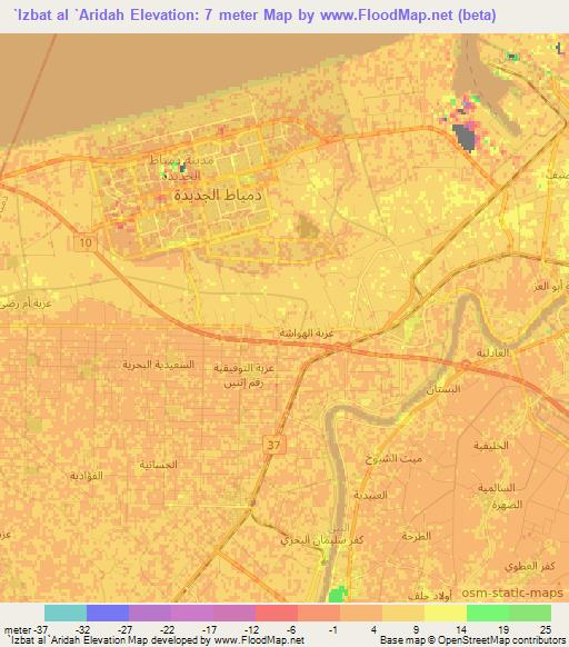 `Izbat al `Aridah,Egypt Elevation Map