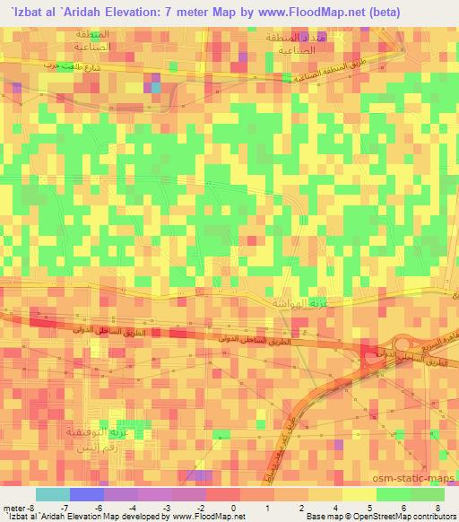 `Izbat al `Aridah,Egypt Elevation Map