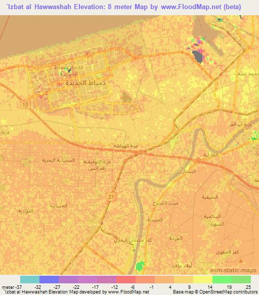 `Izbat al Hawwashah,Egypt Elevation Map