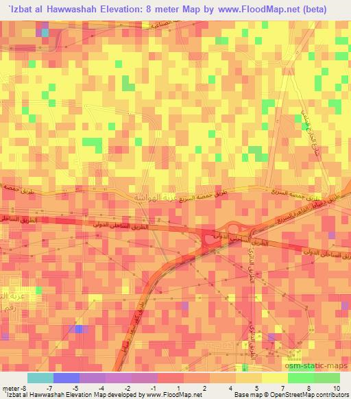 `Izbat al Hawwashah,Egypt Elevation Map