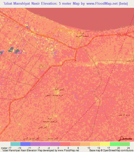 `Izbat Manshiyat Nasir,Egypt Elevation Map