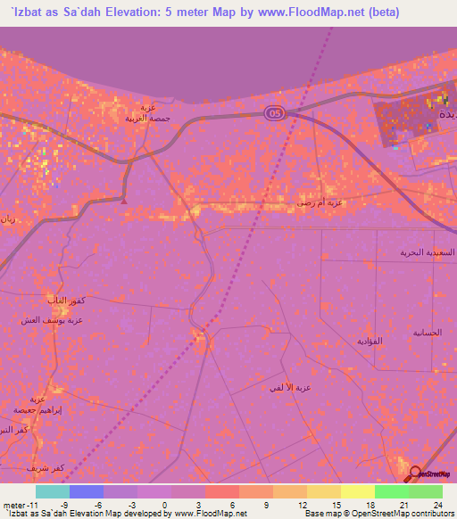 `Izbat as Sa`dah,Egypt Elevation Map