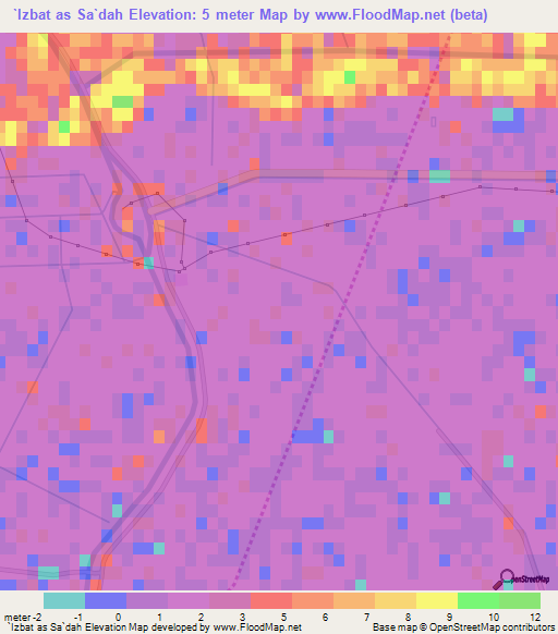 `Izbat as Sa`dah,Egypt Elevation Map