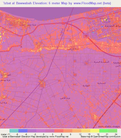 `Izbat al Bawwabah,Egypt Elevation Map