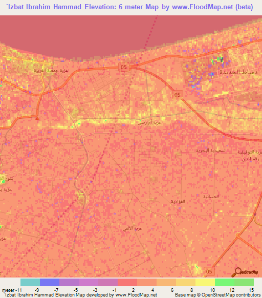 `Izbat Ibrahim Hammad,Egypt Elevation Map