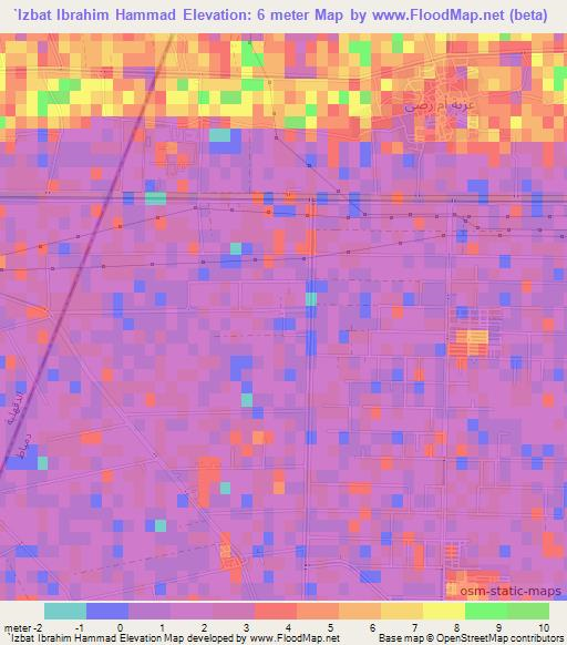 `Izbat Ibrahim Hammad,Egypt Elevation Map