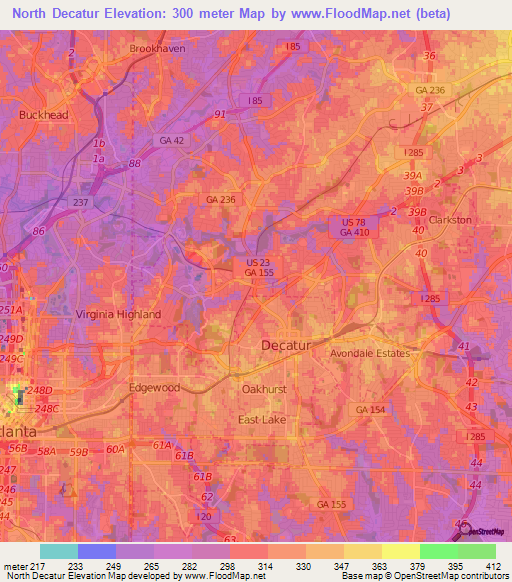 North Decatur,US Elevation Map