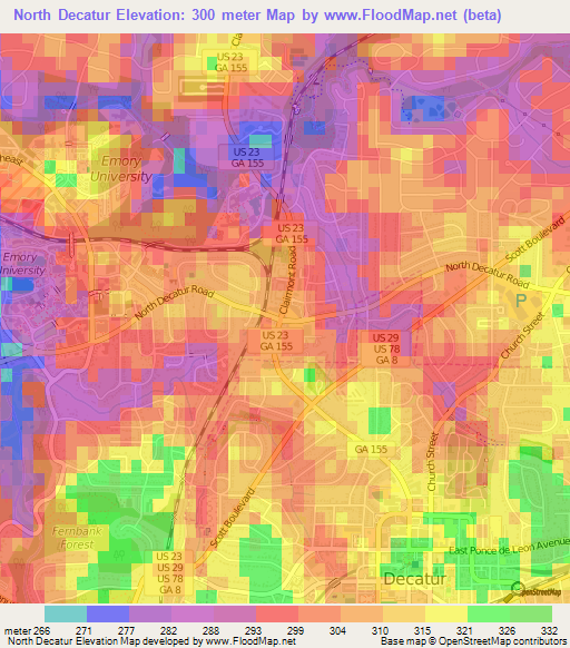 North Decatur,US Elevation Map