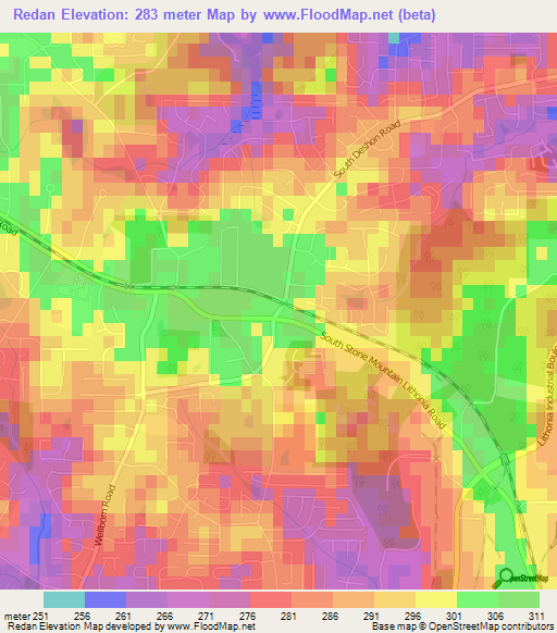 Redan,US Elevation Map