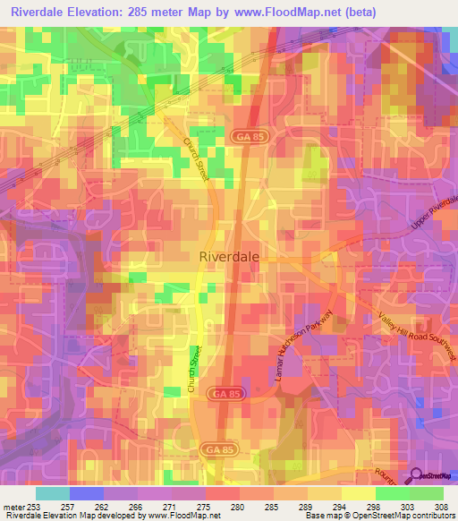 Riverdale,US Elevation Map